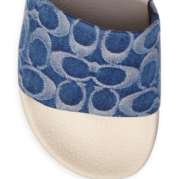 SOLD NEW Authentic Coach Udele Signature Monogram Denim Pool Slides in Denim 10 - Picture 8 of 12